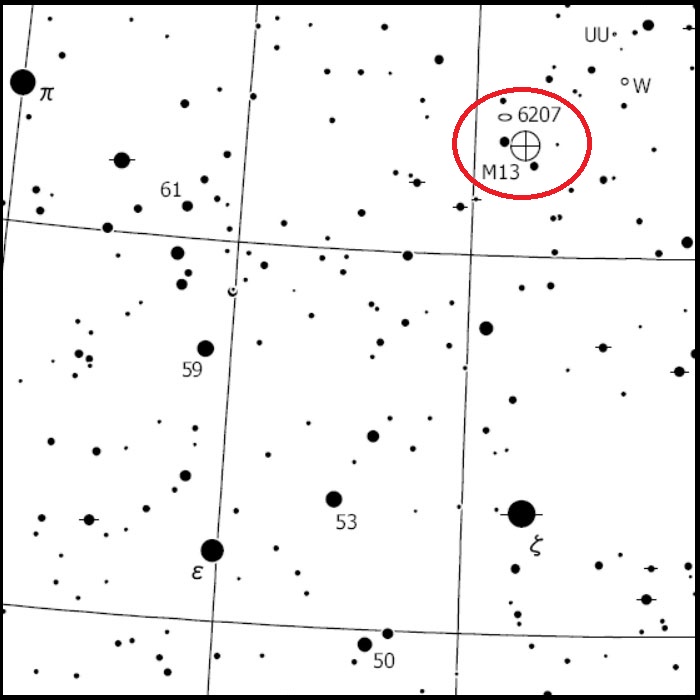Messier 13 finder chart