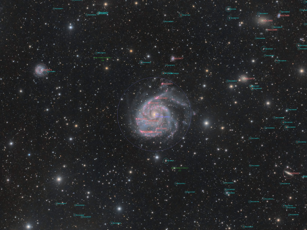 Messier 101 annotated