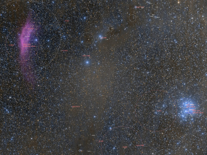 Messier 45 (Pleiades) and NGC 1499 (California Nebula), France, Banon, 2019