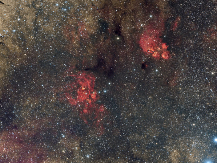 NGC 6334 and 6357 - Cat Paw's Nebula and Lobster Nebula (Katzenpfoten- und Hummernebel), Namibia, Tivoli, 2015