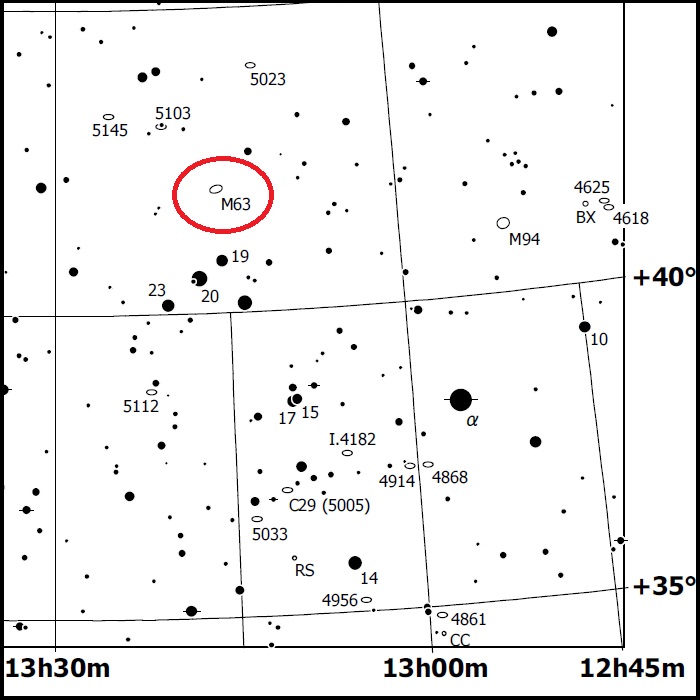 Messier 63 finder chart