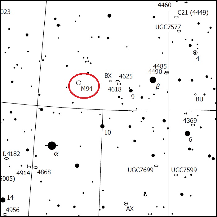 Messier 94 finder chart