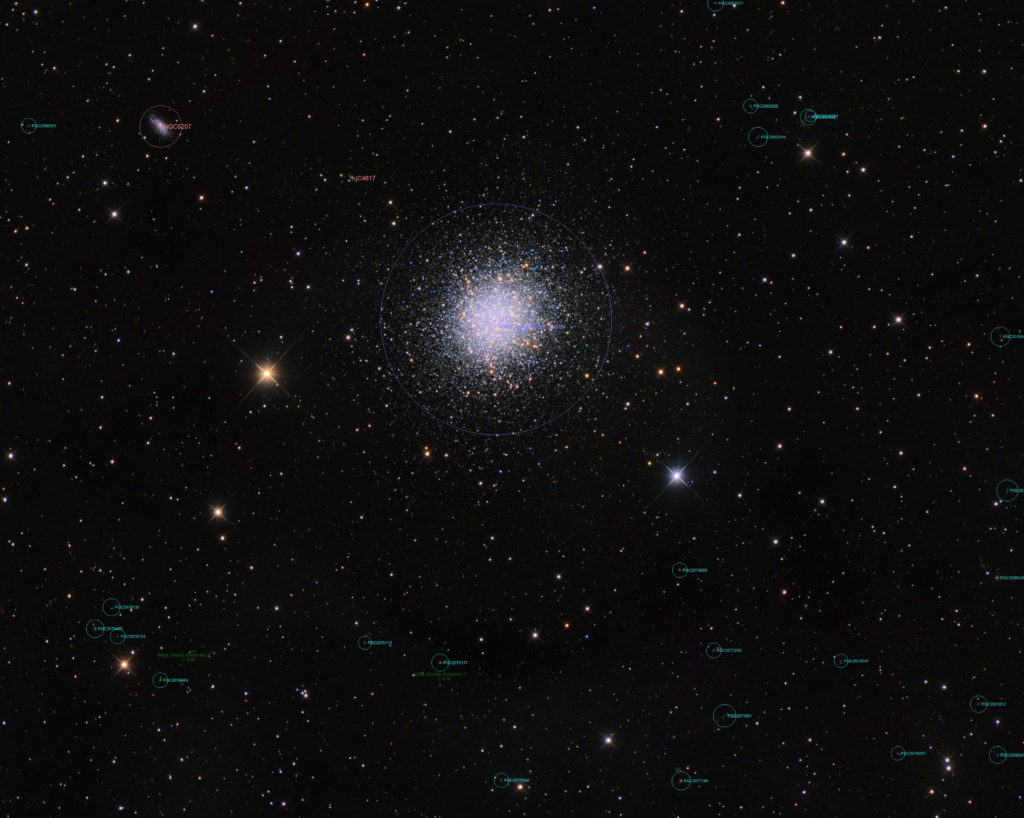 Messier 13 annotated