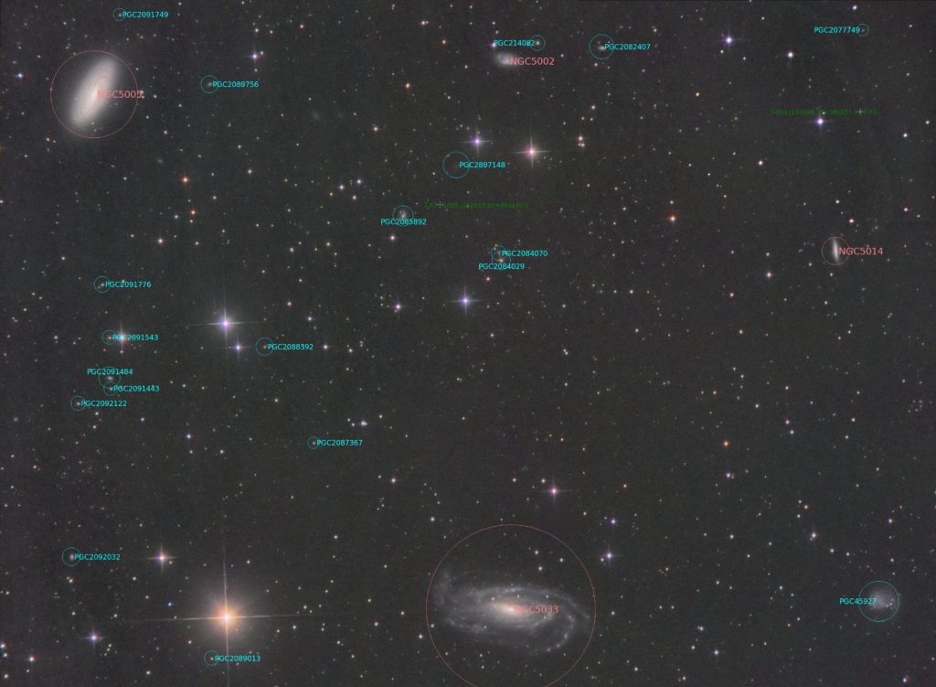 NGC 5005 and 5033 annotated