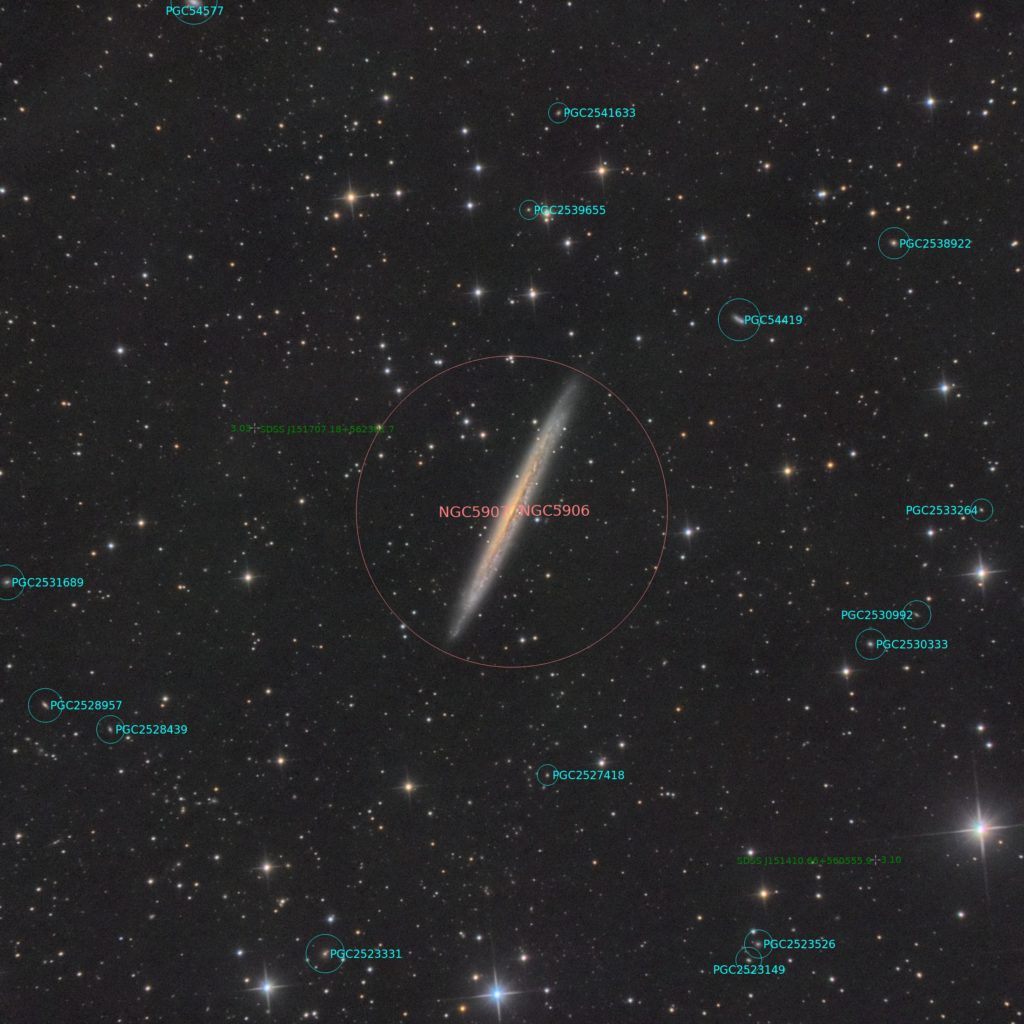 NGC 5907 annotated