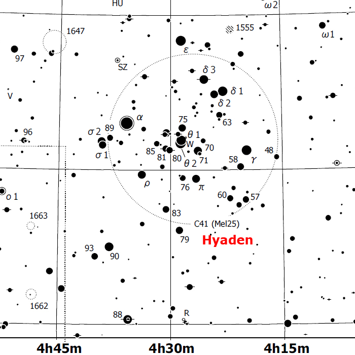 Hyades finder chart