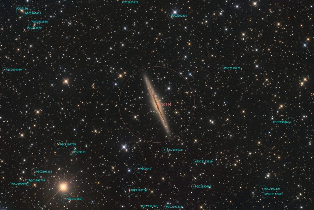 NGC 891 annotated