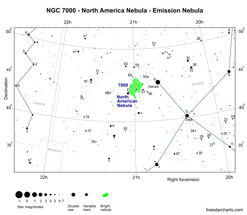 NGC 7000 finder chart