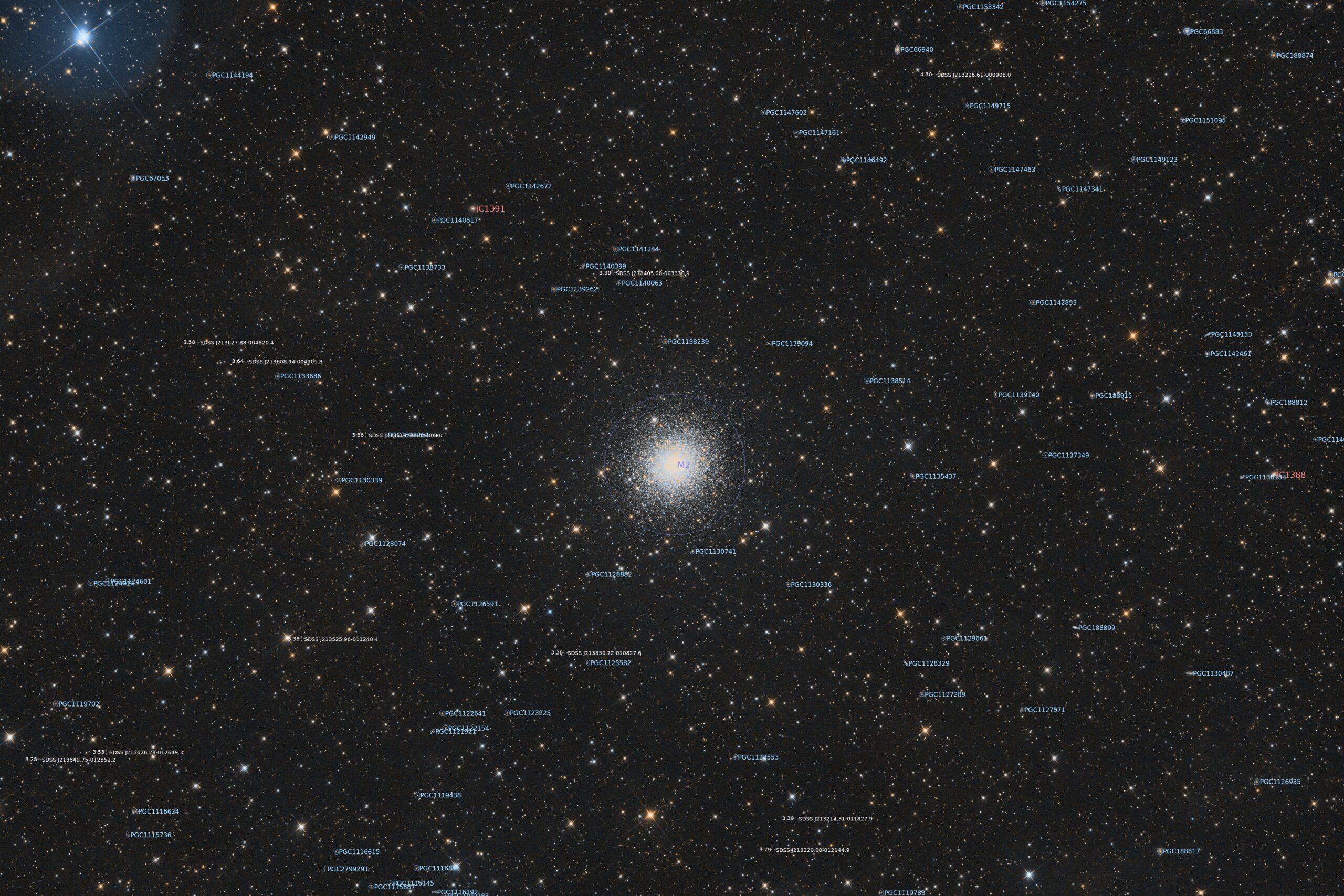 Messier 2 Tak annotated