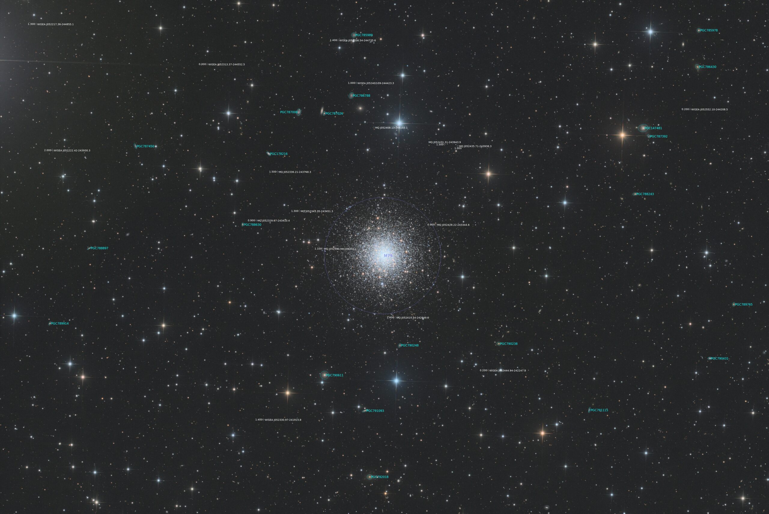 Messier 79 annotated