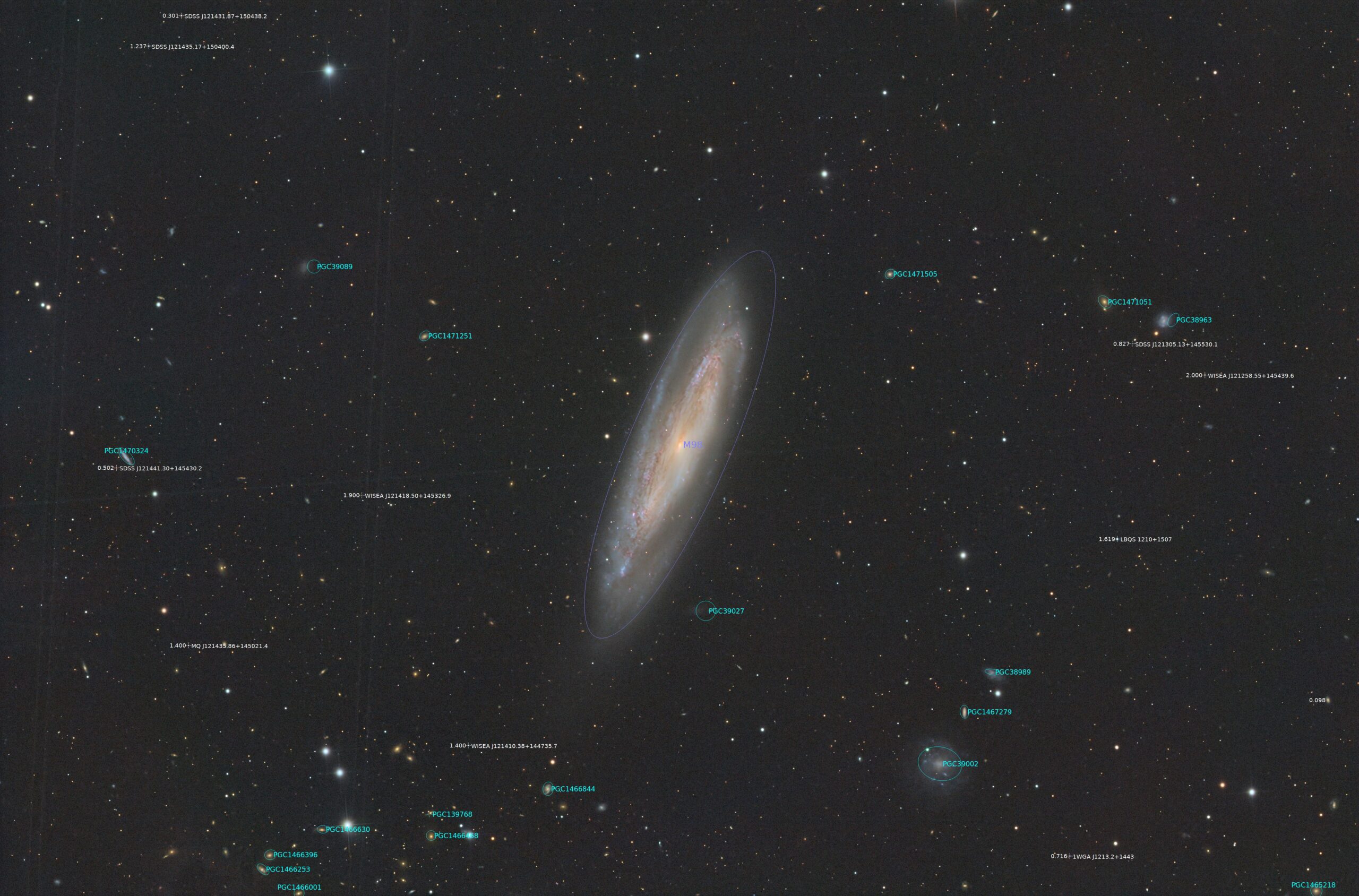 Messier 98 annotated