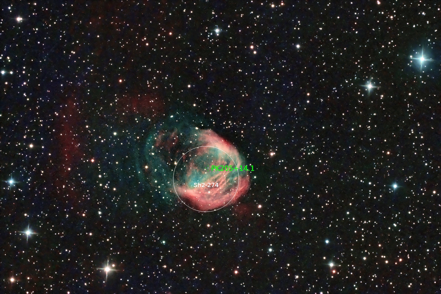 Abell 21, Medusa Nebula annotated