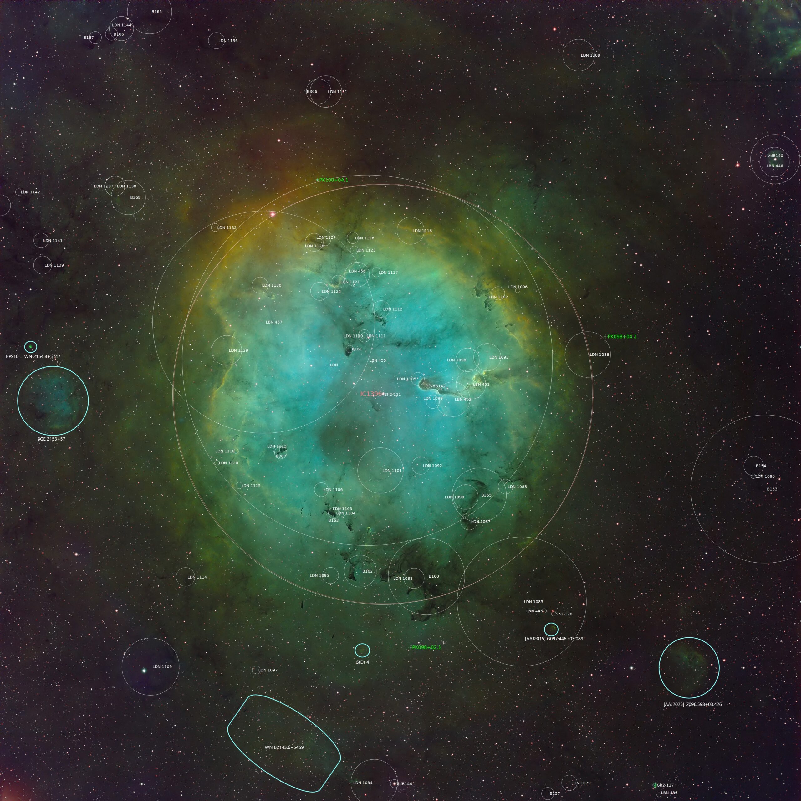 IC 1396 (DSW) annotated
