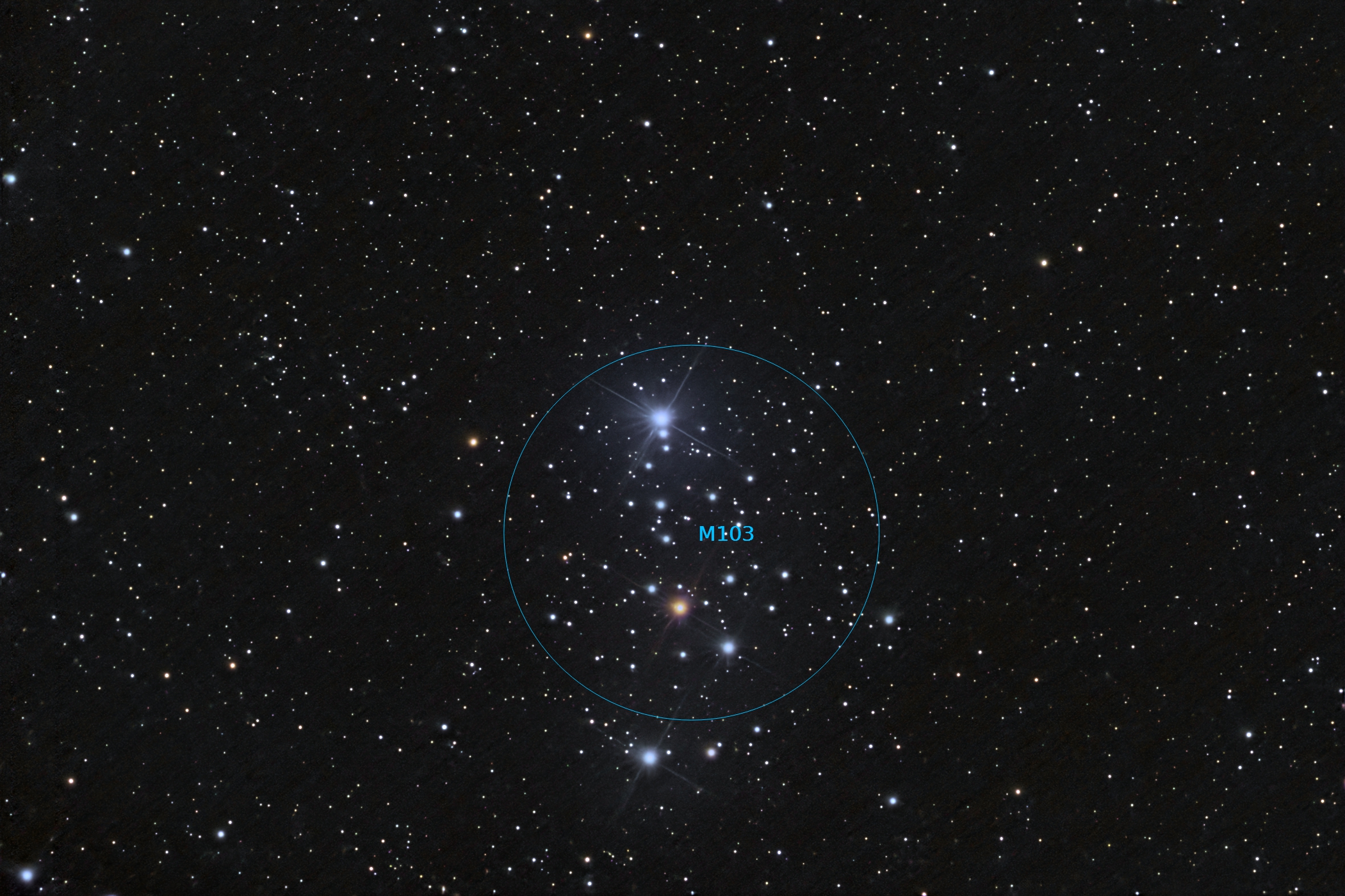Messier 103 annotated