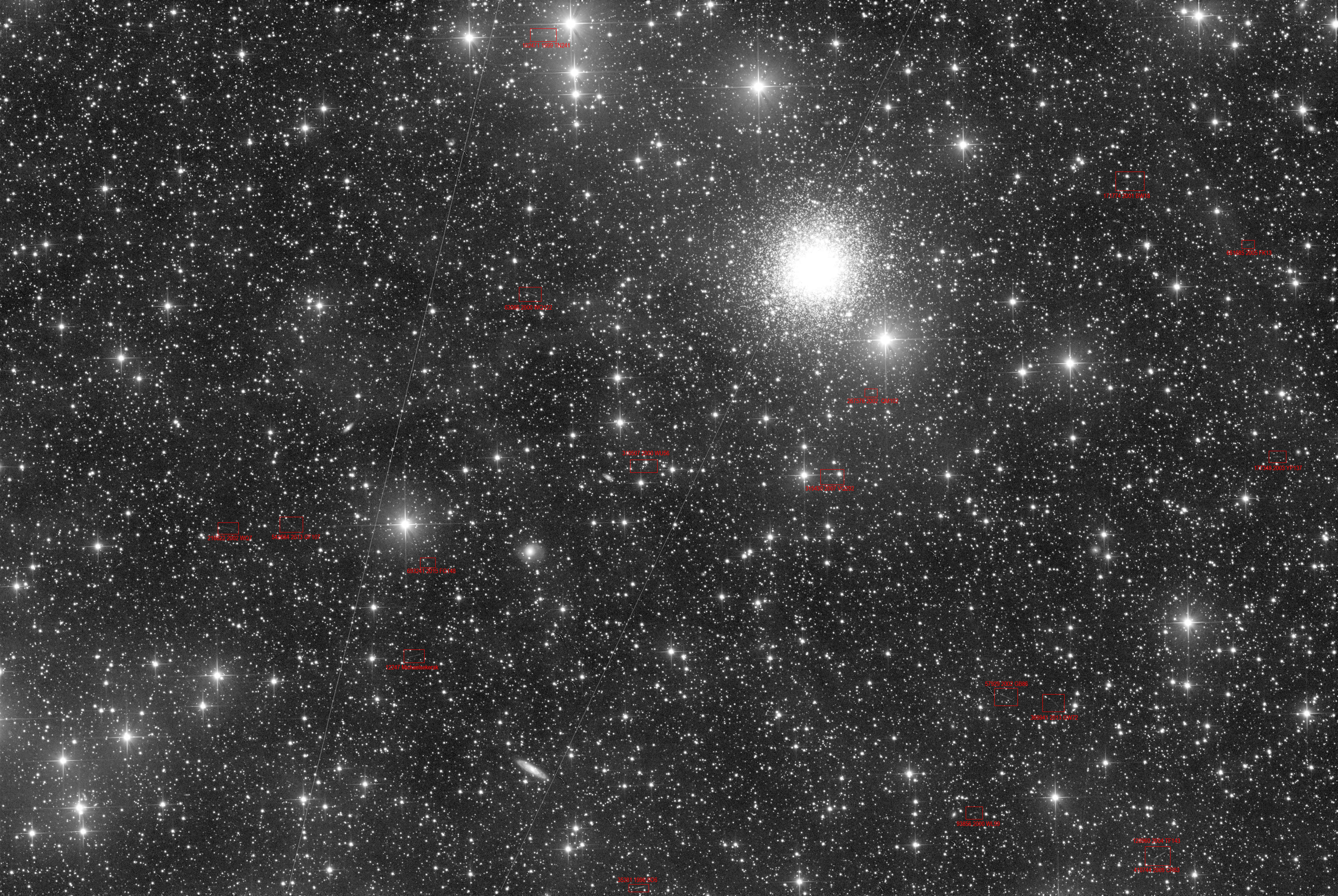 Messier 80, 12", Asteroids