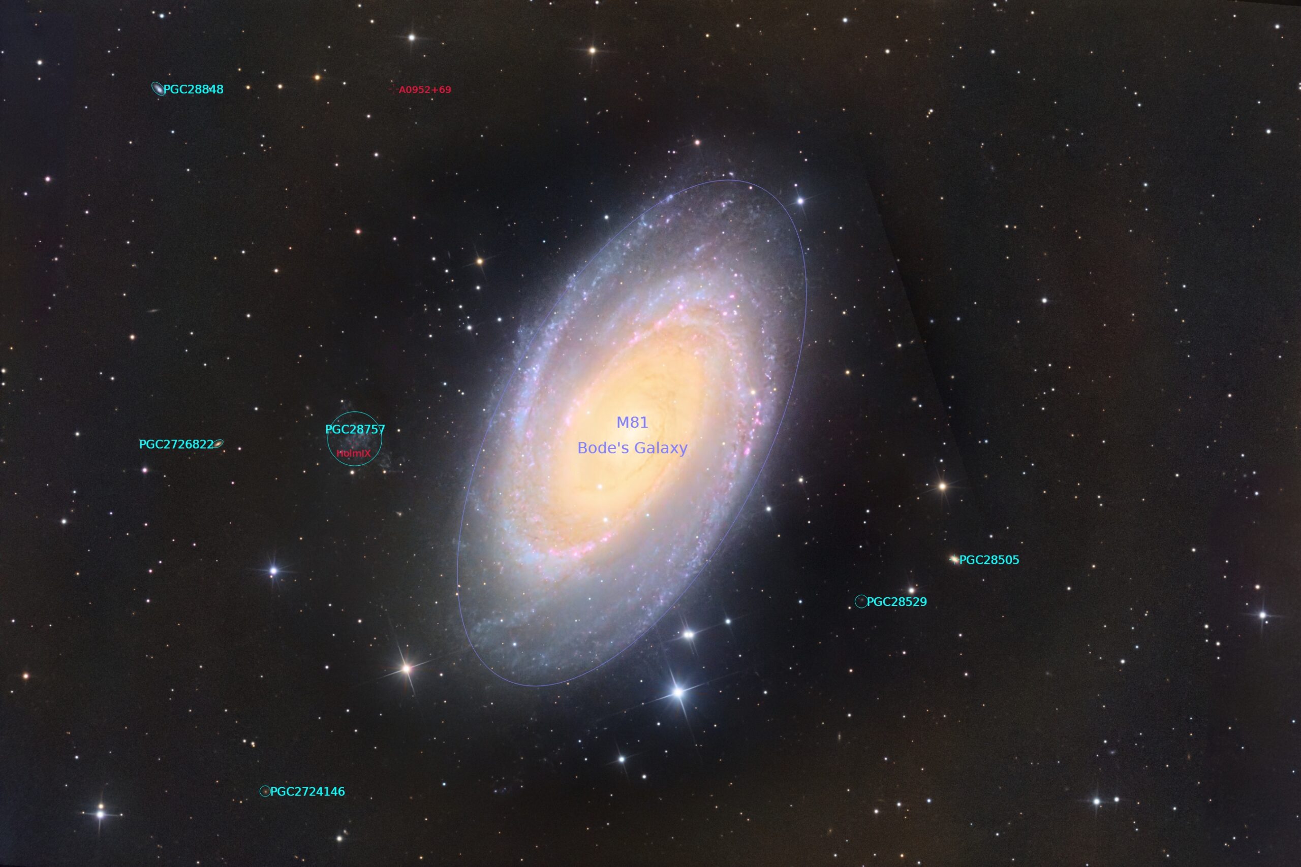 Messier 81 annotated