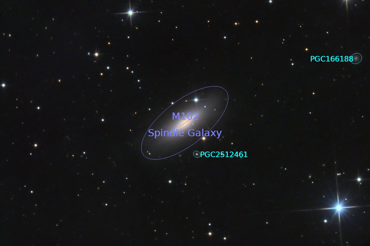 Messier 102 annotated