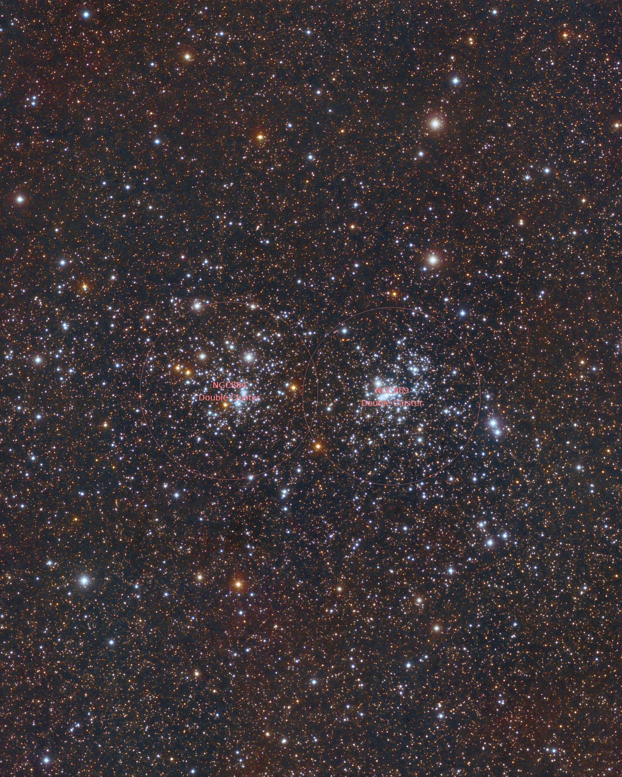 NGC 869, NGC 884 annotated