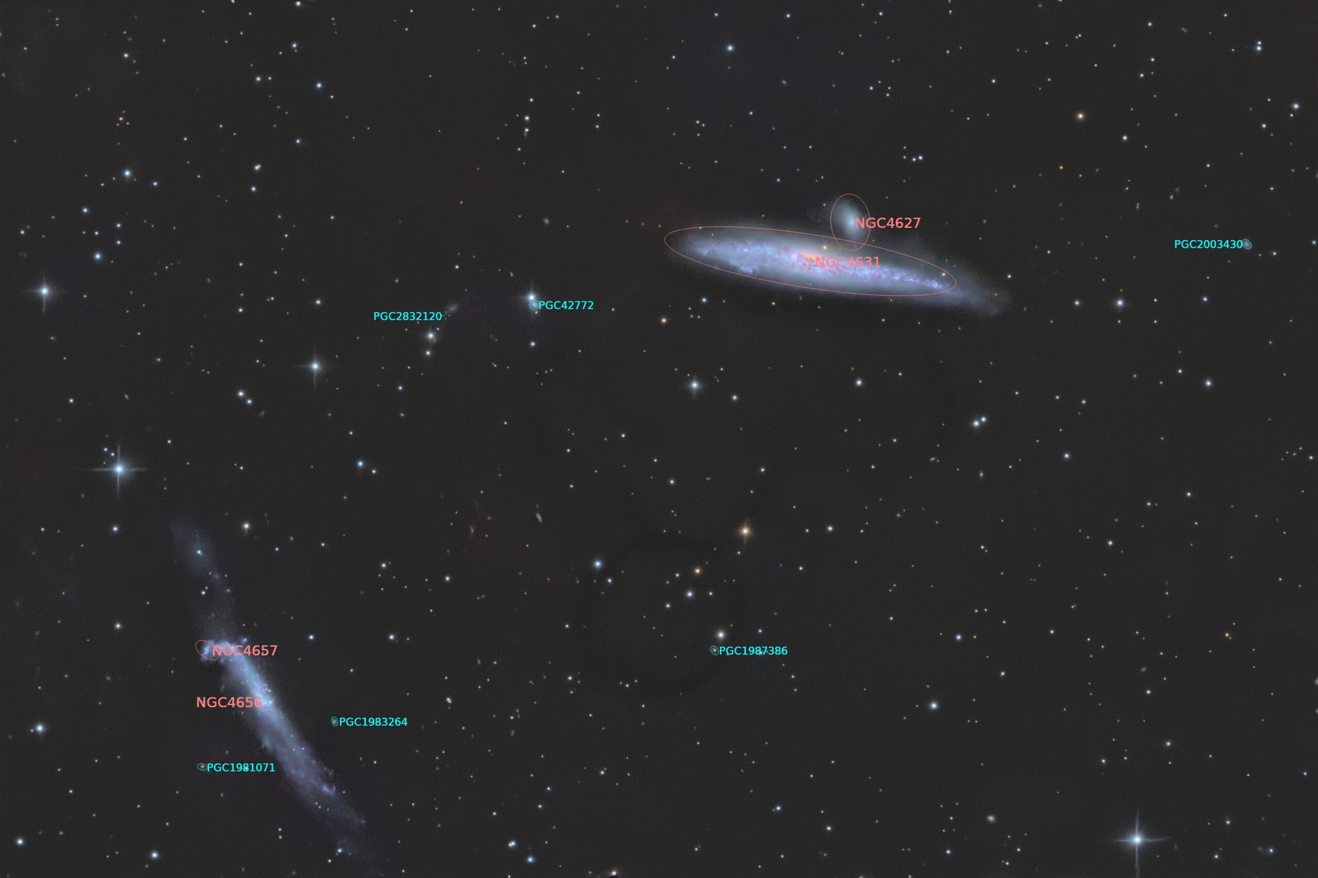 NGC 4631, 2013 annotated