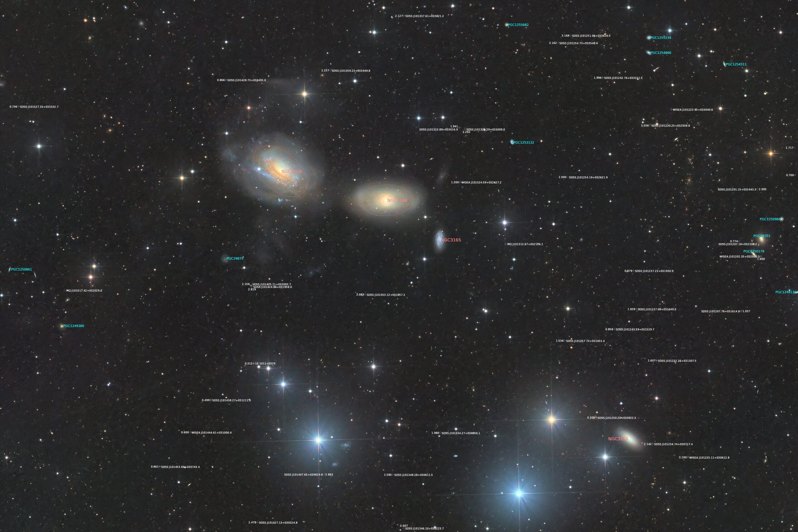 NGC 3166 annotated