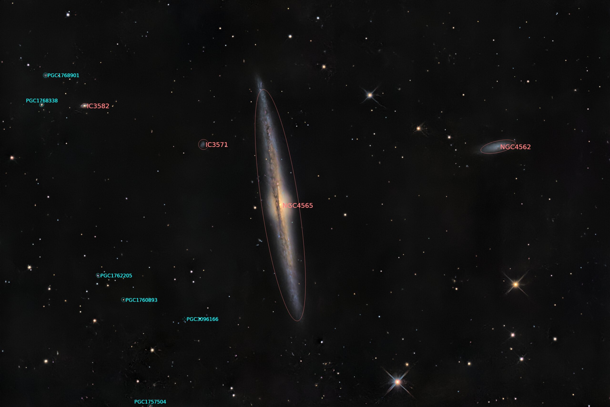 NGC 4565, 2011, annotated