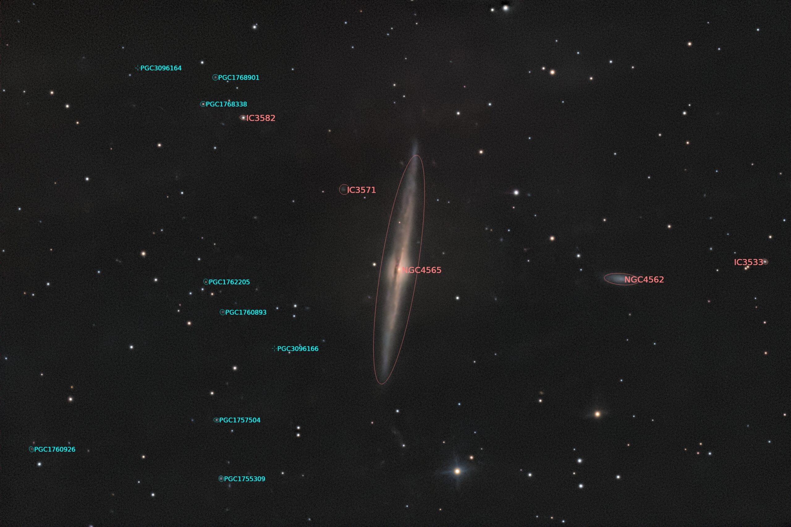 NGC 4565, 2010, annotated