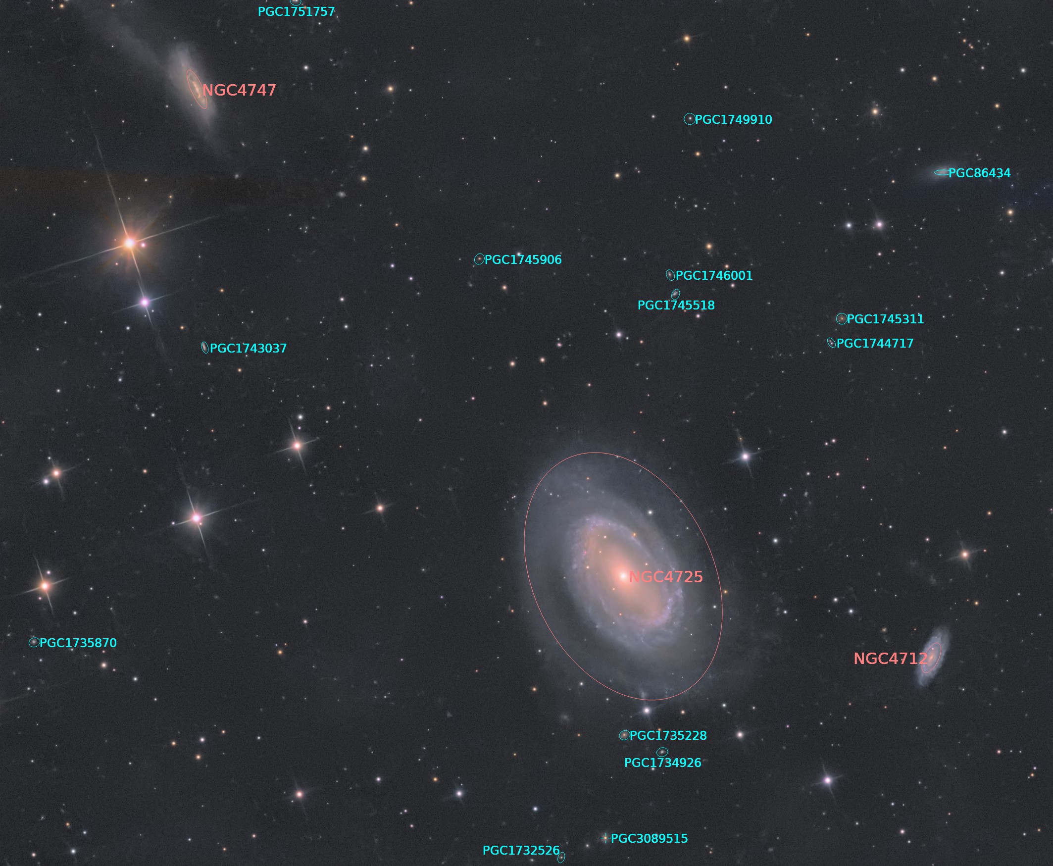 NGC 4725, 2018 annotated