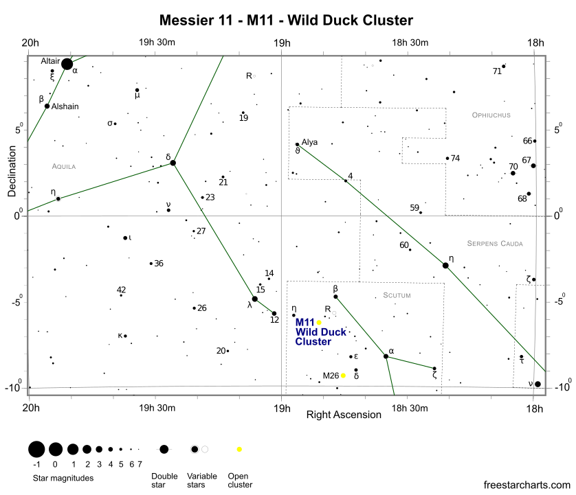 Messier 11 Finder Chart