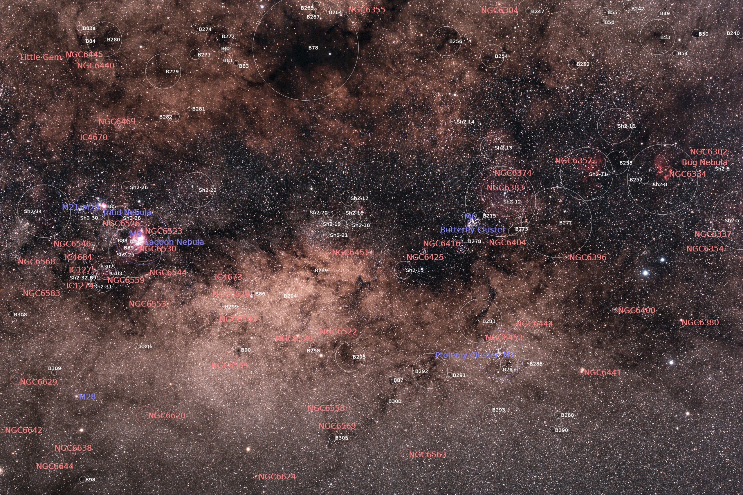 Milky Way in Scorpius annotated