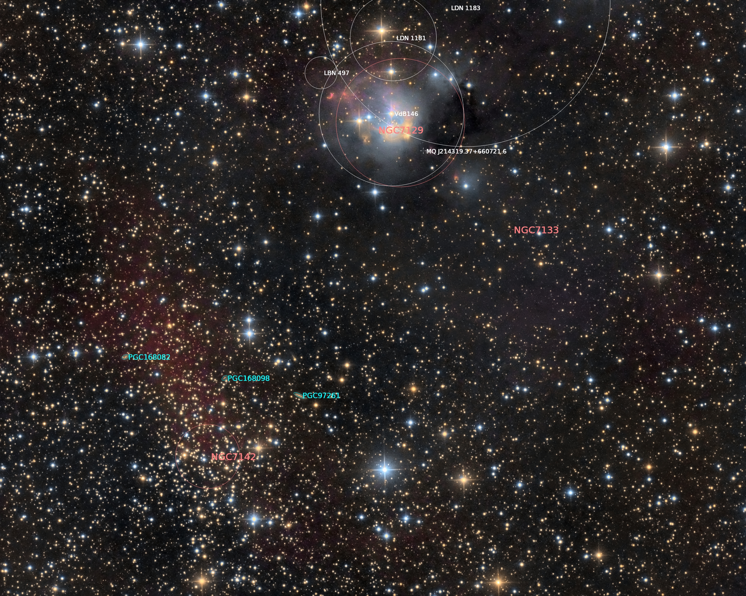 NGC 7129 annotated