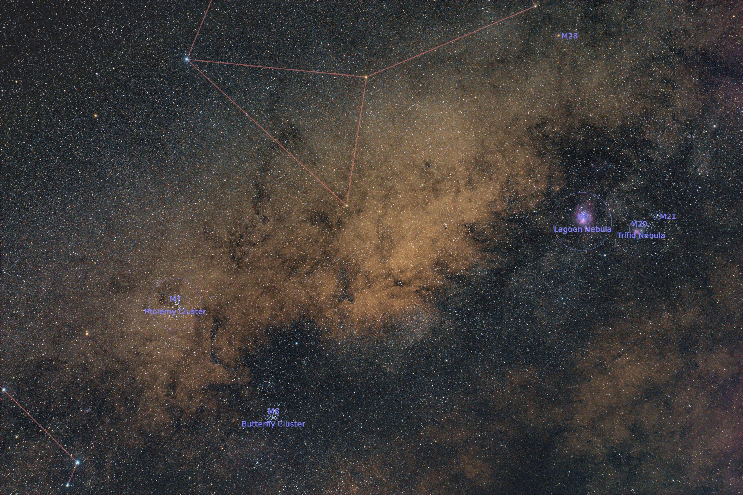 Milky Way in Sagittarius annotated