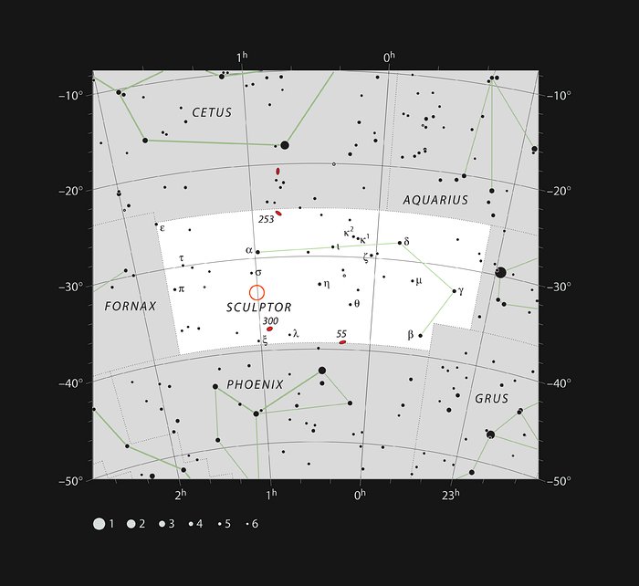 Sculptor Dwarf Galaxy Finder Chart
