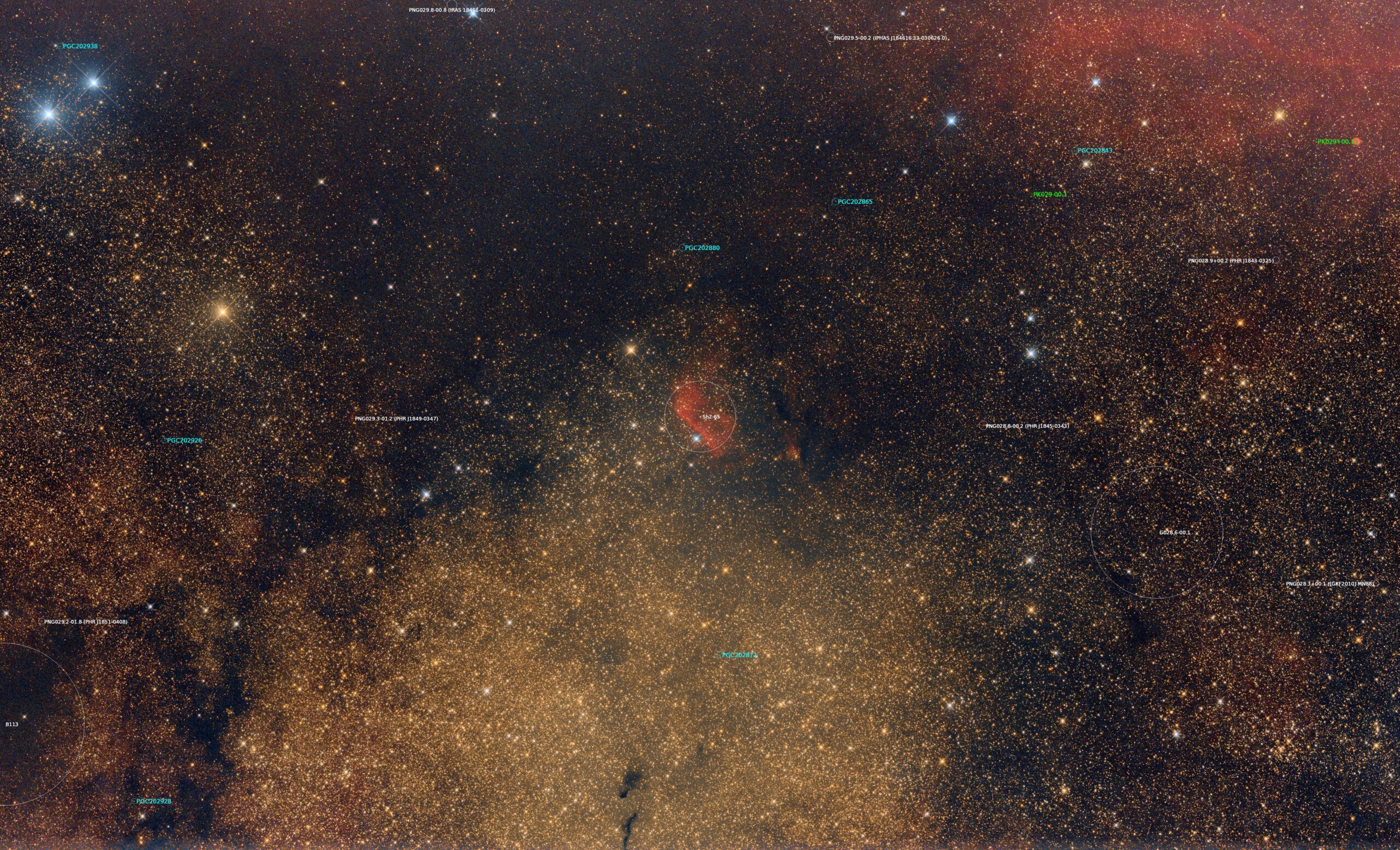 Sharpless 65 (TAK) annotated