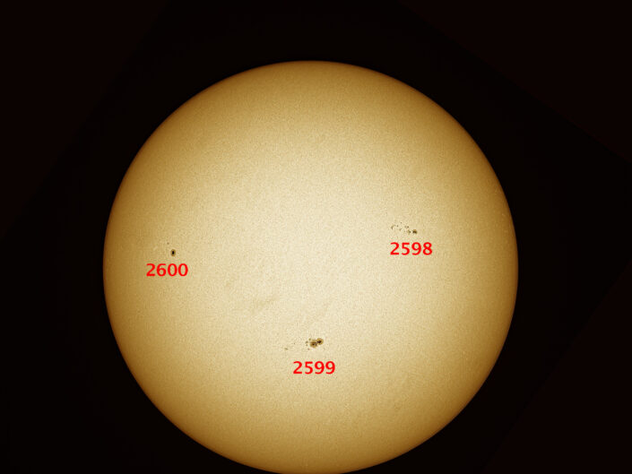 Sunspots 2598-2600, Krefeld, 09.10.2016